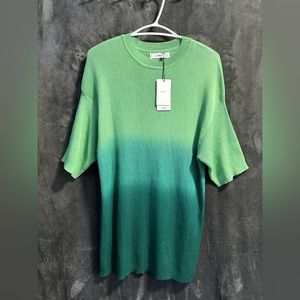 Mango Dip Dye Sweater Green NWT Size M
